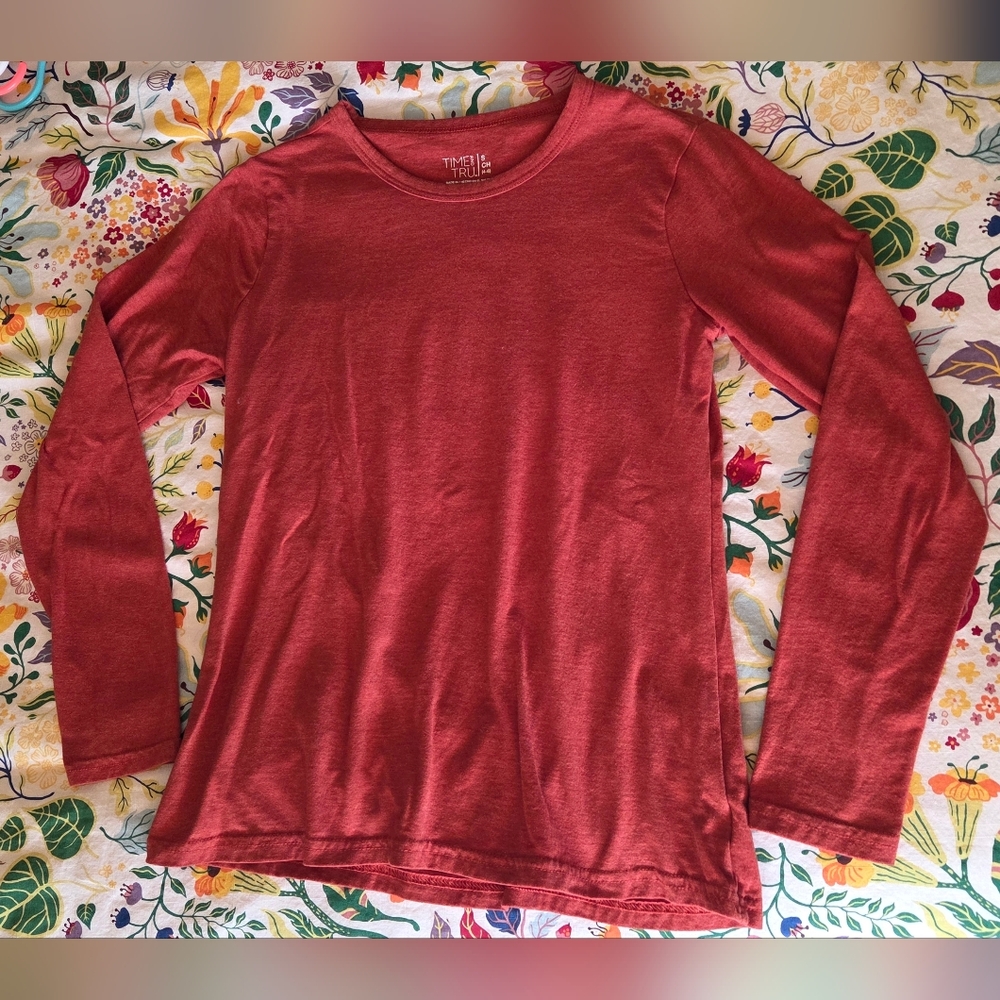 Red Orange Long Sleeve Shirt